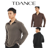 高级老钱风教师BS 上衣 翻领小V口长袖 TDANCE男拉丁舞练习服