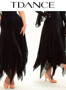 TDANCE摩登练习服【纱质飘片半裙】大摆初学者专业交谊舞女JM-131