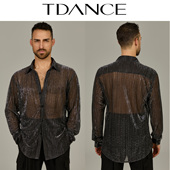 上衣表演集训高级感班服轻薄BS TDANCE男拉丁练习 闪耀衬衫