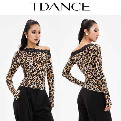 TDANCE斜肩拼接花边上衣