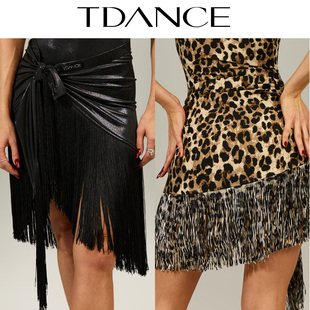 TDANCE拉丁练功服 系带流苏半裙 臀巾动感班服表演GL 231 一片式