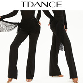 蕾丝飘教师上课穿搭女JL TDANCE拉丁舞练习服 包臀微喇叭裤