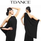 TDANCE摩登练习 飘逸JM 单肩超大摆连体上衣 不对称挂臂个性