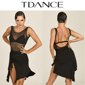 女GL TDANCE拉丁练习服 单穿叠穿上衣修身 饰露背背心 210 镶边装