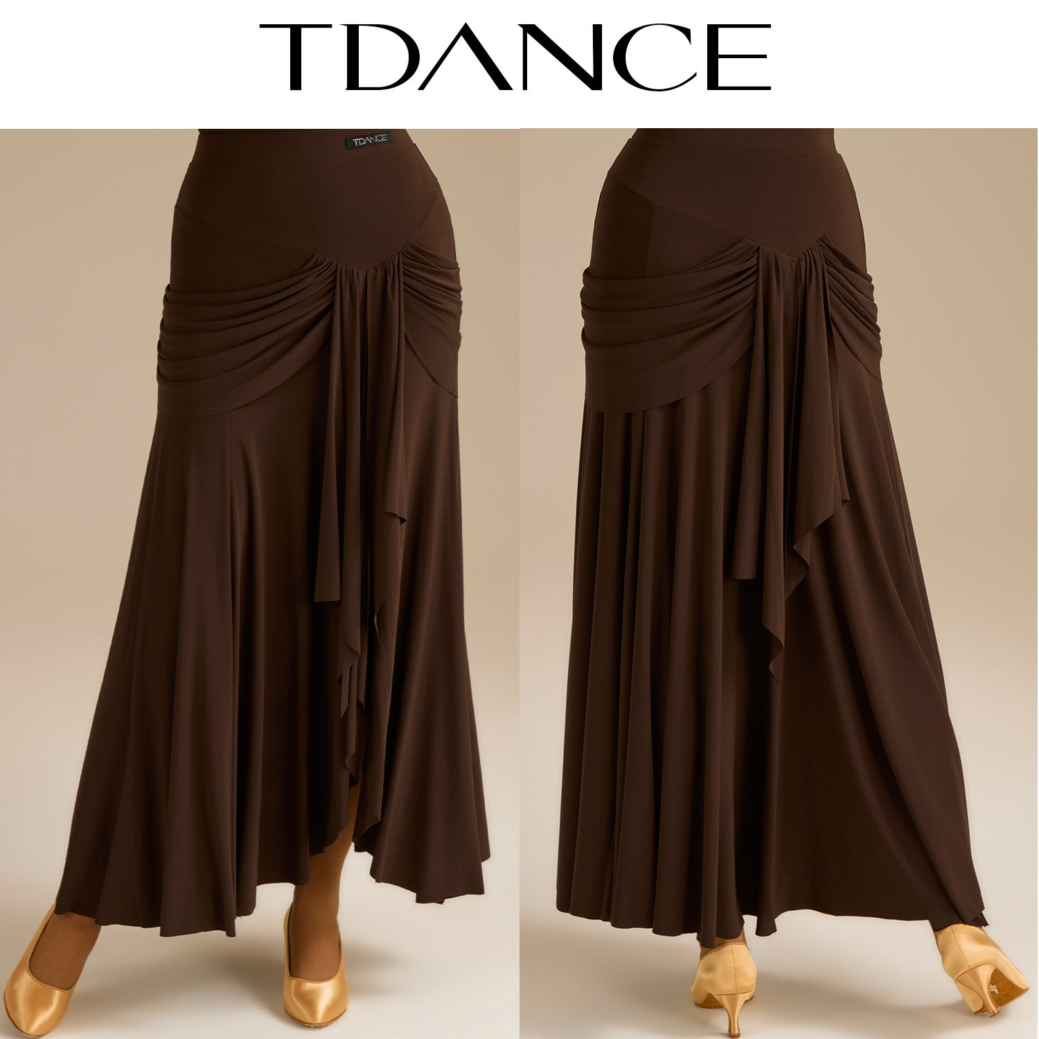 TDANCE摩登练习服【前后飘片半裙】成人不规则大摆开衩女JM-328