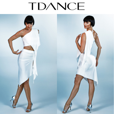 TDANCE拉丁抽褶开衩半裙