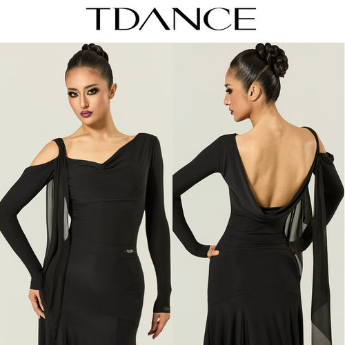 TDANCE兜领单肩飘片连体上衣
