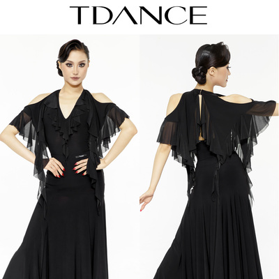TDANCE国标舞夏季新款【不规则荷叶边】连体上衣高级练功服JM-03