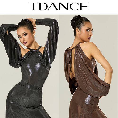 TDANCE挂脖镂空灯笼袖连体上衣