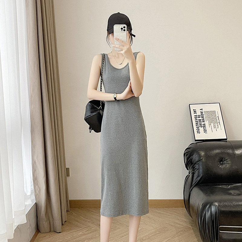 灰色背心修身显瘦洋装女2