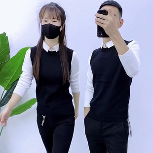 秋冬毛衣男假两件韩版拼色衬衫领男士针织衫修身潮流网红打底线衣