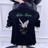 青年个性 春秋新款 网红夹克修身 牛仔外套潮流刺绣韩版 牛仔上衣 男士