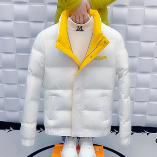 立领外套男冬季韩版撞色男士棉衣保暖潮流帅气青年精神小伙棉服