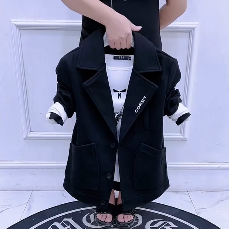 短款毛呢大衣男士气质大翻领夹克