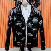 羽绒服修身 字母棉服外套男冬季 立领男士 新款 亮面网红棉衣 韩版