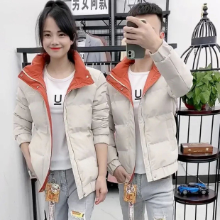 潮流拼色外套男冬季百搭韩版加厚立领棉服短款修身时尚保暖棉衣男