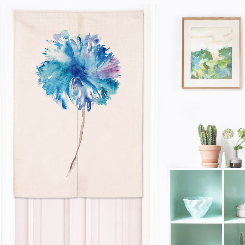 北欧写意布艺门帘卧室客厅半挂帘棉麻布帘子卫生间厨房隔断帘定制