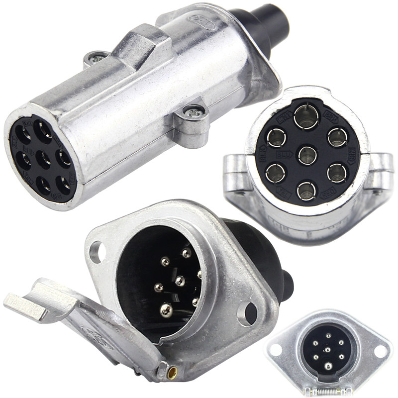 适用欧曼豪沃J6P牵引重卡半挂车7芯电源连接线 拖车24伏7孔接线座