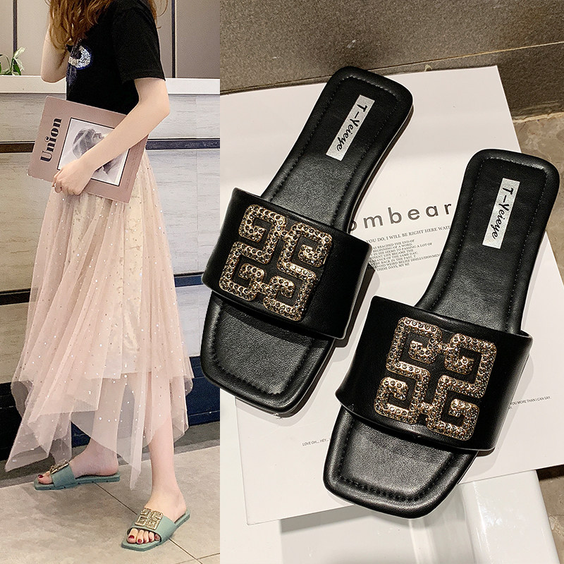 东步亚2019夏季新款方头拖鞋居家休闲一字式平跟平底凉拖|msdalam kategori Kasut wanita, selipar - dari Buy2taobao.com untuk memberikan perkhidmatan ejen Taobao profesional membeli