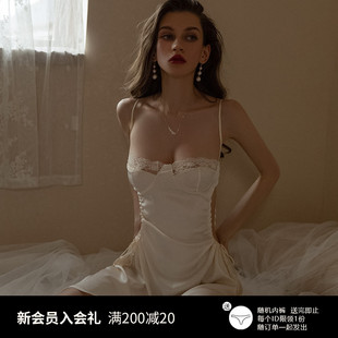冰丝吊带蕾丝边睡裙纯欲风高级感家居服套装 雅小姐性感睡衣女新款