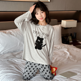 女童睡衣2026新款春夏中大童莫代尔纯棉长袖薄款空调服家居服套装