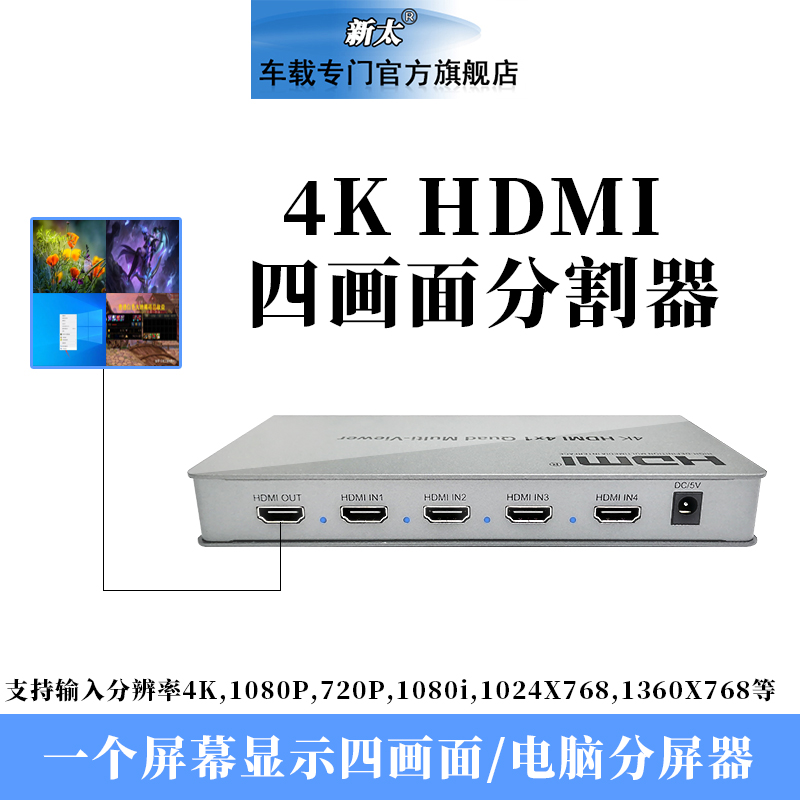 HDMI分屏器 四进一出电脑屏幕分割dnf大话游戏4口可转dvi秒切换器