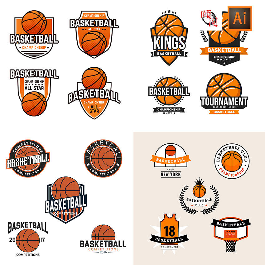 篮球logo图标设计体育运动培训校队俱乐部ai矢量设计素材