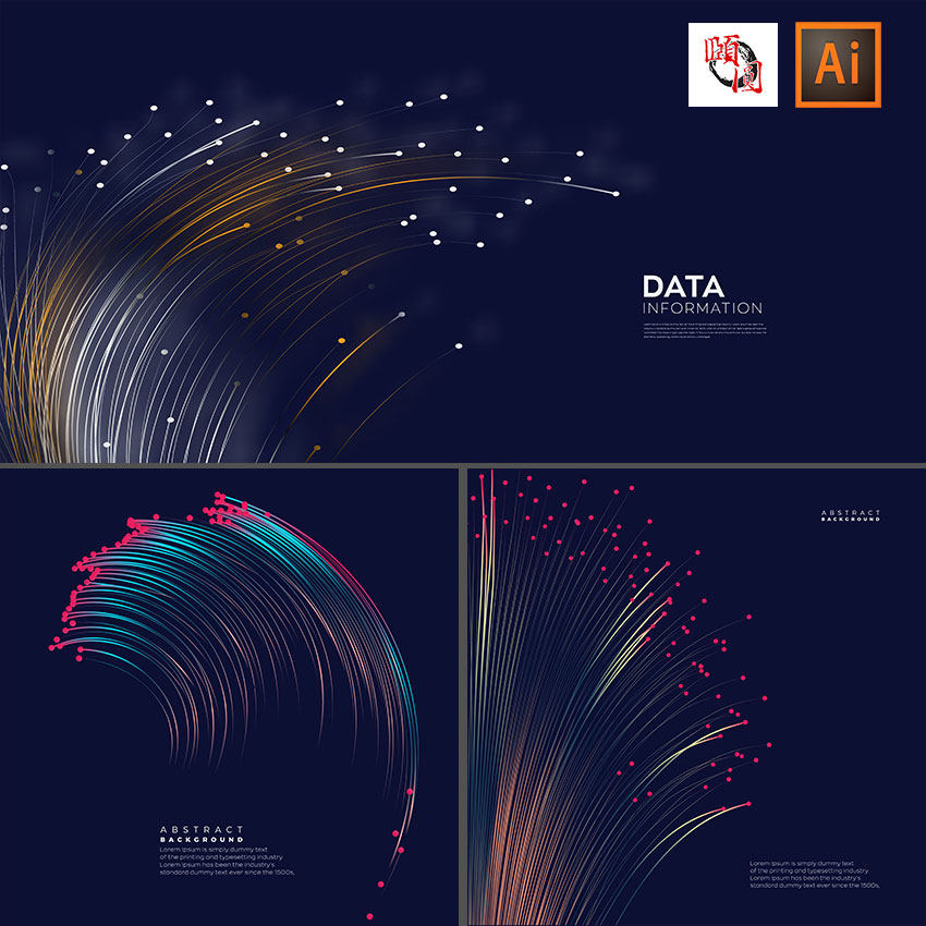 漂亮的蒲公英动态科技线条发散粒子抽象背景ai矢量设计素材