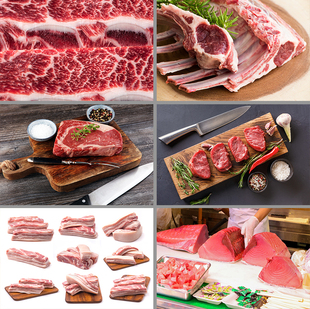 新鲜猪肉猪排骨猪寸骨烤肉海报背景美食食材JPG高清图片设计素材