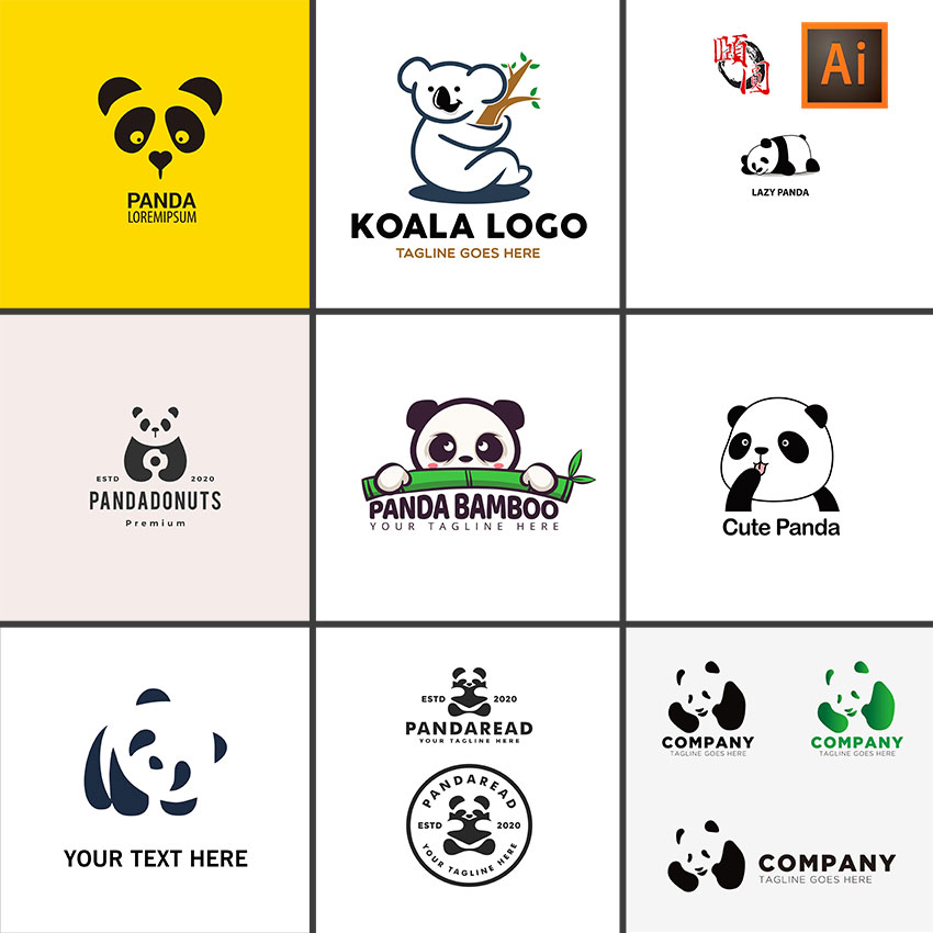大熊猫logo图标图形标志设计ai矢量设计素材