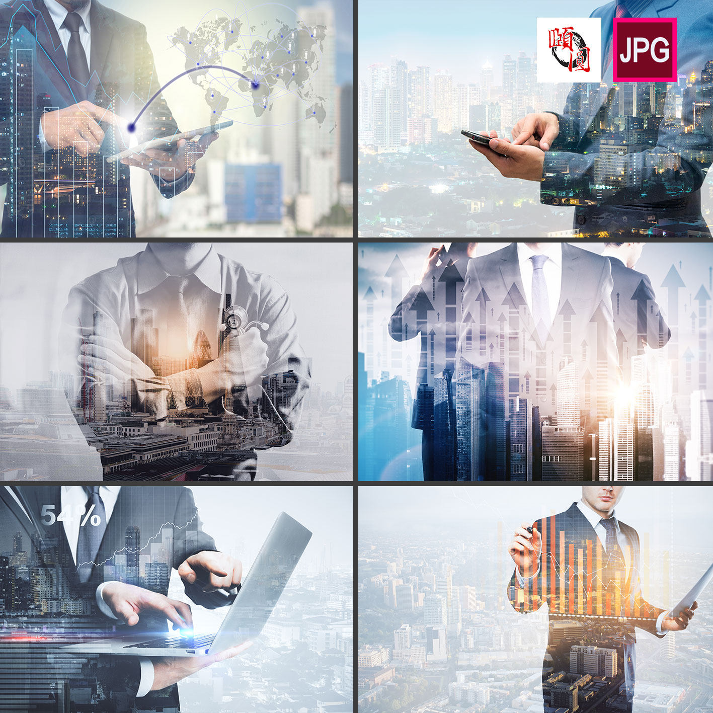 双重曝光商务人士背景图片设计素材