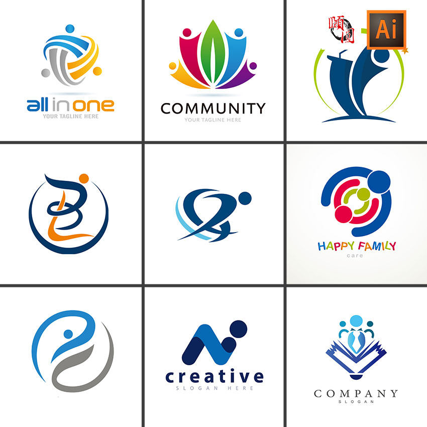 创意小人logo图标ai矢量设计素材