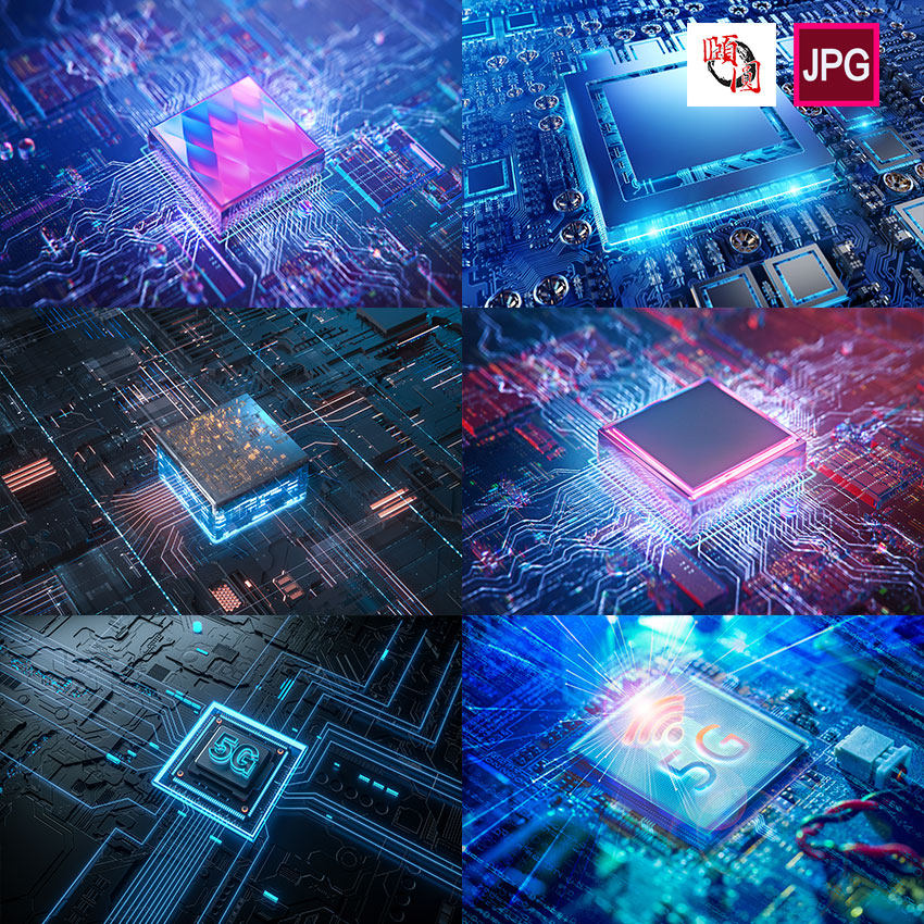 电子科技电路板半导体芯片高科技背景图片设计素材