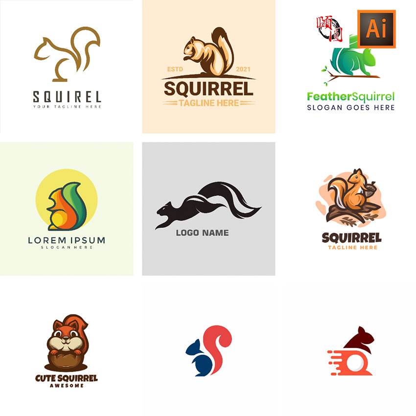 松鼠LOGO标志图标AI矢量设计素材
