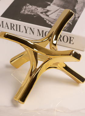 现代简约银色几何六角摆件家居饰品样板间售楼部客厅书房玄关摆设