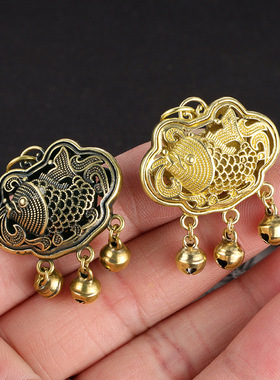 国潮复古黄铜平安锁吊坠，长命锁