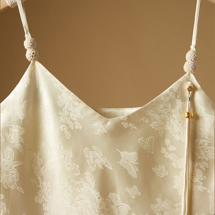 新中式内搭v领吊带背心女2025新款夏季国风提花别致绝美无袖上衣