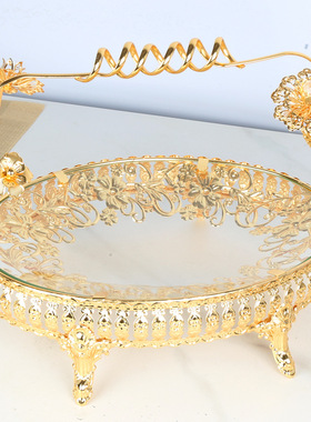 欧式玻璃提篮水果盘，客厅创意装