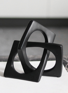 几何四方环形缠绕摆件现代北欧抽象轻奢创意样板房售楼处软装饰品