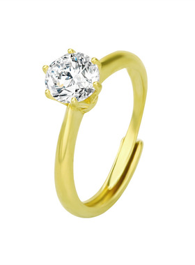 潮款六爪锆石钻戒，男女情侣对戒