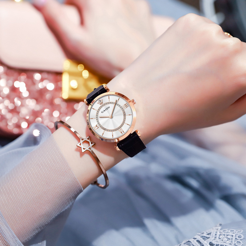 凯度女士手表时尚满天星腕表镶钻摩天轮石英表轻奢气质防水手表女