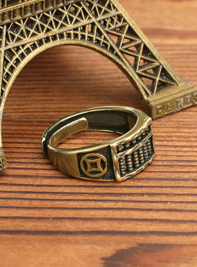 仿古玩做旧国潮复古算盘戒指男女