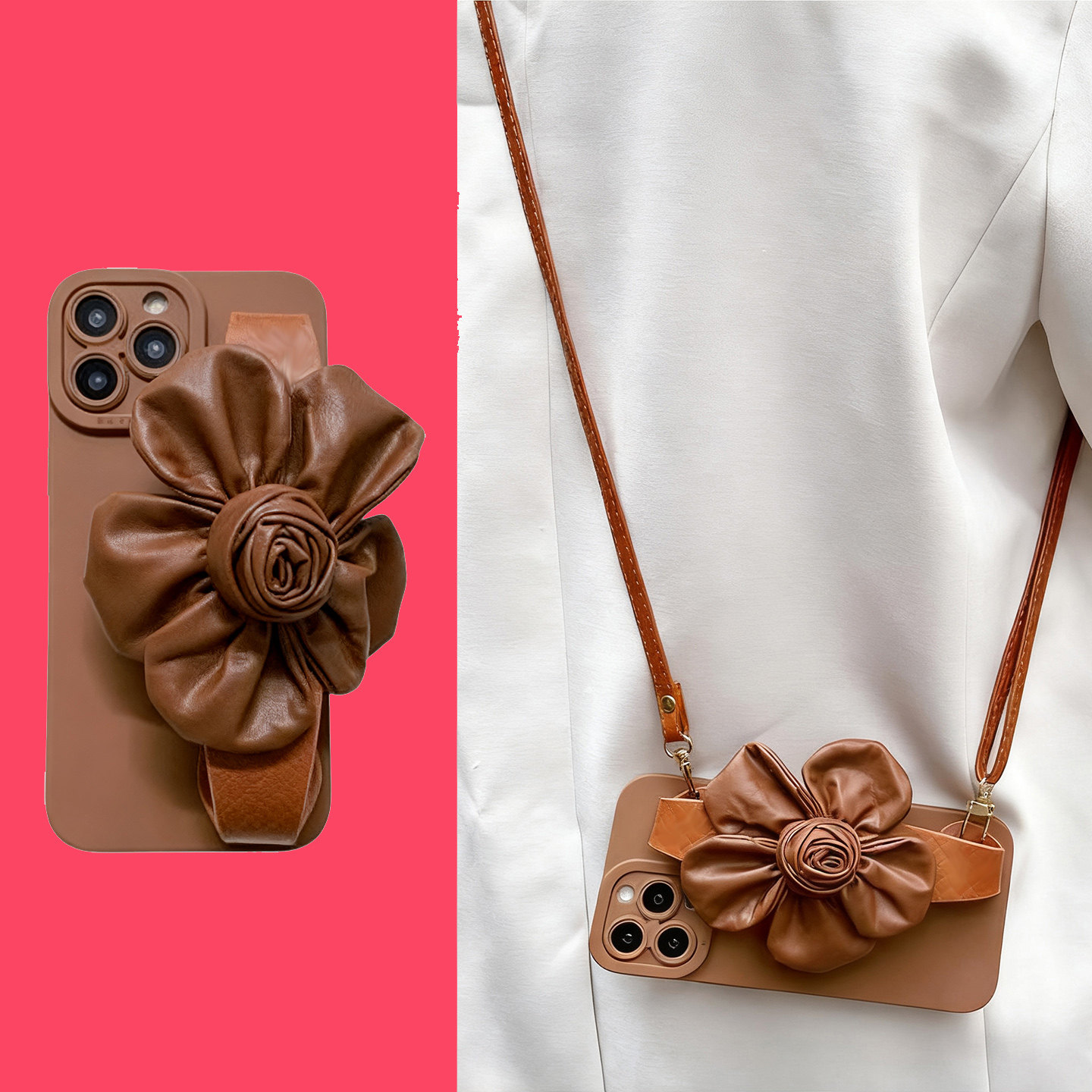 A5适用oppo手机壳A58花朵腕带Reno14 13 K12K11K10K9K7赵露思Find x7x5x8x6x3皮质A1A2A3Pro挂绳A72A96A32A93