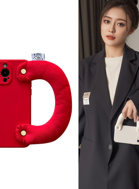 适用iPhone17手机壳15 16 ProMax苹果14 Plus充棉手提包款13手腕带Air全包12酒红11白色Promax软XR黑色XS套8P