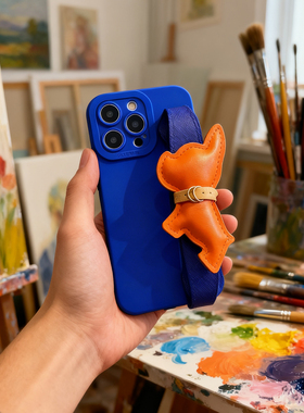 K80适用小米15手机壳Turbo4红米10A斗牛犬Redmi K60K50K70至尊版Ultra撞色腕带Note 14 13R 12C 11 Pro蓝色9A