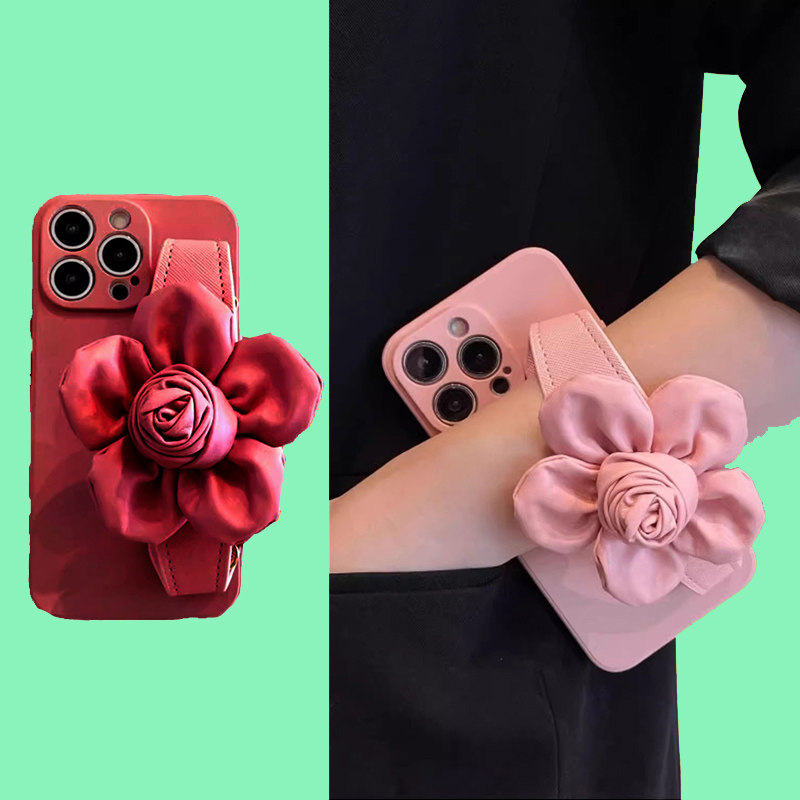 Air适用iPhone17手机壳15 16苹果14Plus赵露思同款13ProMax花朵腕带12粉色11背带挂绳XS全包7皮质8斜挎XR红6S