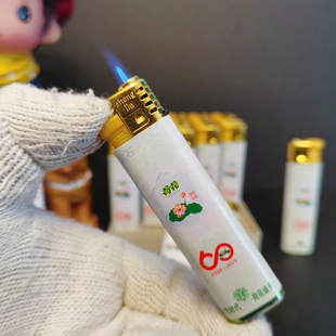 原厂防风钻石打火机荷花双中支绿水青山打火机商务直冲可调包纸