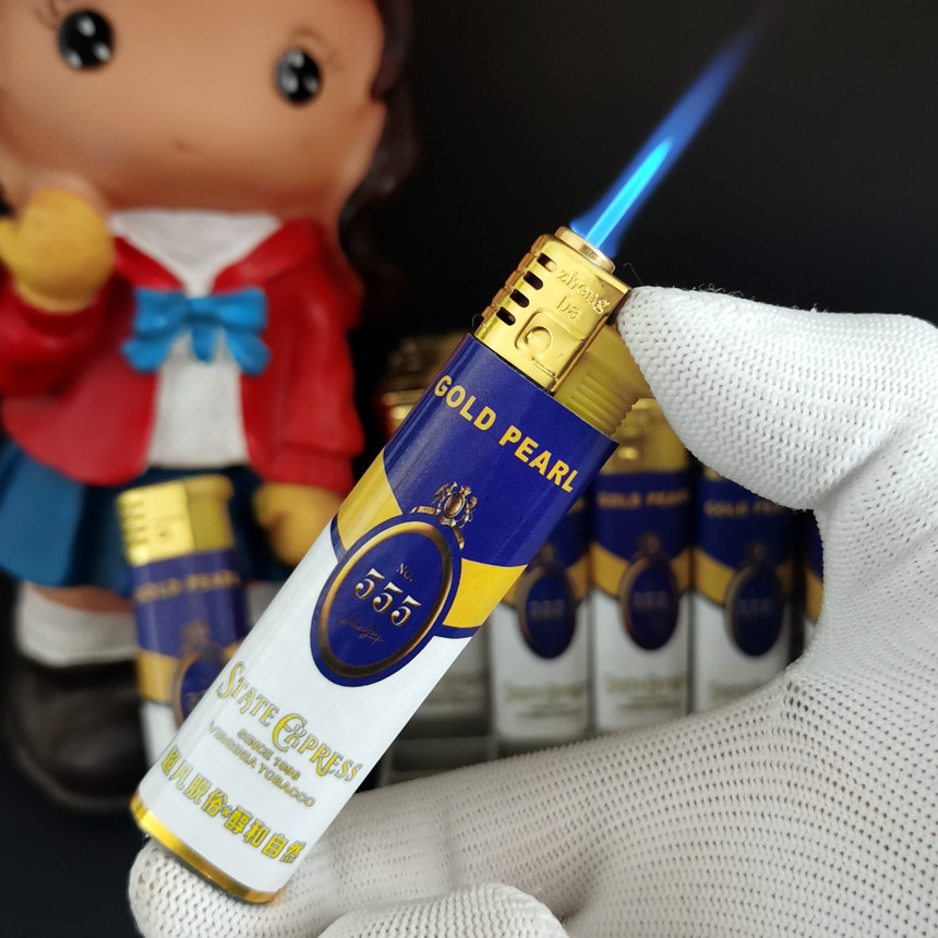 原厂三五防风打火机555金锐新版广告打火机商务直冲可调包纸电子