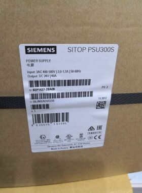 西门子SITOP PSU300S 40A 调节型电源 24V电源6EP1437-2BA20现货.
