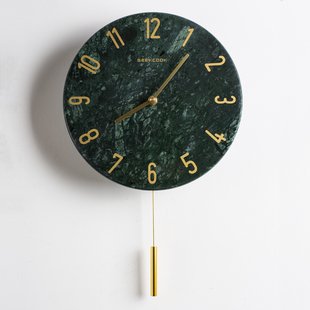 斯堪 现代 纳维亚无障碍豪华挂钟大理石手表沉默摆动钟客厅简单